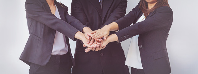 business people coordinate hands. Concept Teamwork