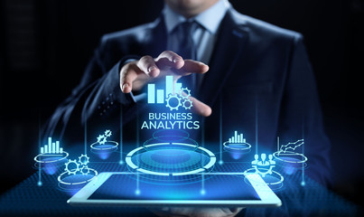 Business analytics intelligence analysis BI big data technology concept.