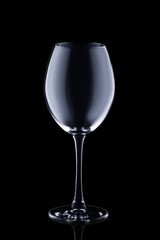 Empty wine glass isolated on black