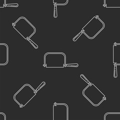 Hacksaw isolated seamless pattern on dark gray almost black background. llustration on the theme of apartment renovation and tools for repair.