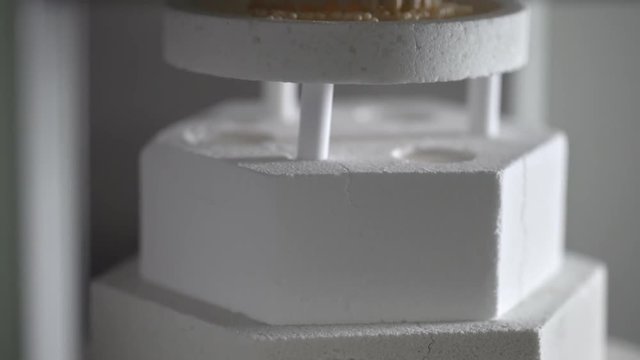 Closeup view at drying process in dental oven