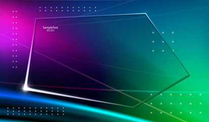 Abstract dark design with shiny lines and polygonal transparent frame