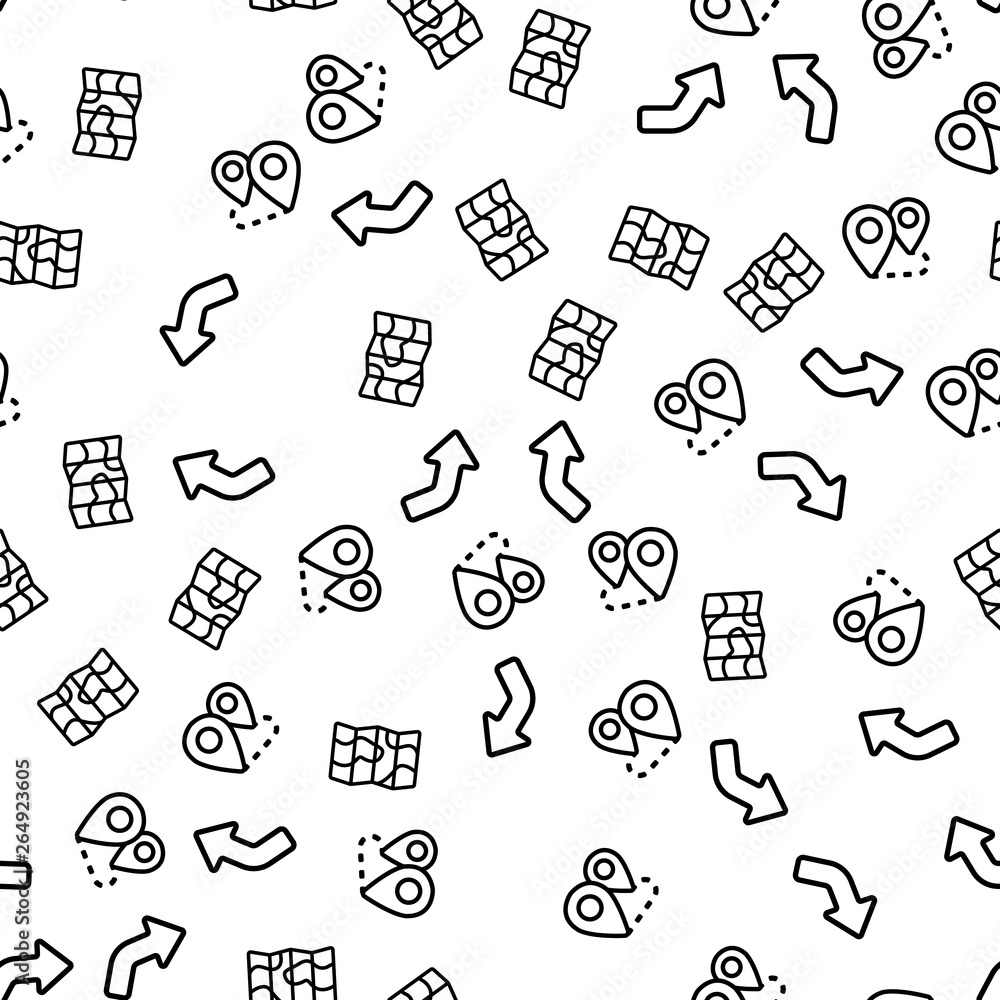 Poster gps map plan navigation seamless pattern vector. roadmap navigation concept. location traveling poin