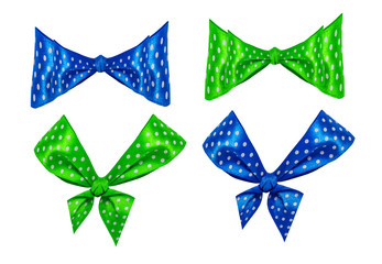 Stylish bow tie with white peas on a white background.