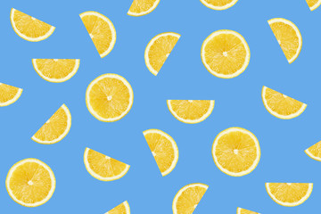 lemon slices on blue backgrounds