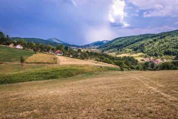 Fototapeta premium Aerial view from a hills of Zlatibor region in west Serbia