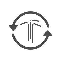 recycle plastic straws vector icon isolated on white background. say no to plastic straws. plastic recycling and stop plastic pollution to save environment and ecology of earth