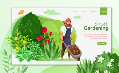 Gardening cartoon landing page