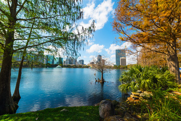 Lake Eola park in Orlando on a sunny day