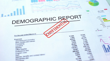 Demographic report confidential, seal stamped on official document, business