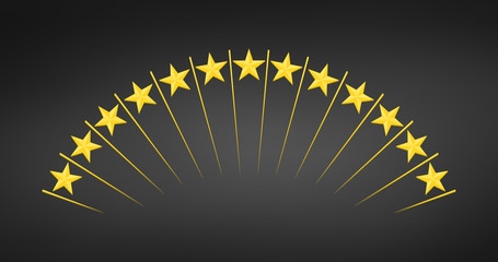 Abstract up raising Stars. Shooting Stars. Fireworks. Vector illustration isolated on black background.