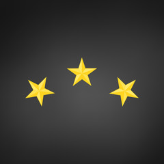 Three golden achivement stars. vector illustration isolated on black background.