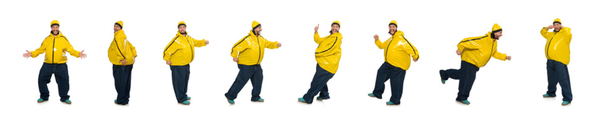 Overweight man isolated on the white