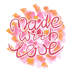 made with love handwritten lettering ON orange