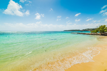 Beautiful shore in La Caravelle beach in Guadeloupe