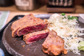 Deep fried beef in Tokyo, fried steak, beef, japanese food