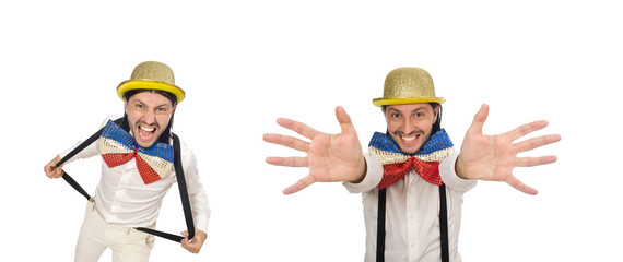 Man in funny concept isolated on white