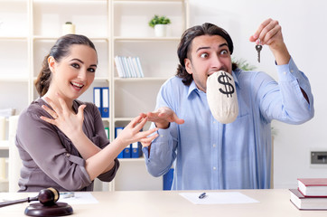 Young family in marriage divorce concept 
