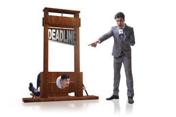 Businessman in deadline concept with guillotine