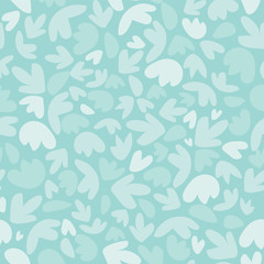 Fototapeta na wymiar Aqua floral texture seamless pattern. Turquoise background with light and mid-tone abstract tulip shapes. Great for textiles, bedding,home decor and fashion.