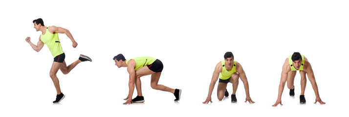 Young muscular man doing exercises 