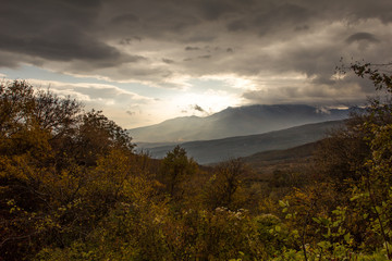 sunset in mountains