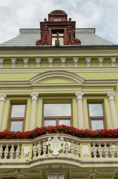 Beautiful architecture of old town of Chernivtsi, Ukraine. Travel and vacation concept. Famous landmarks of Bukovina, Eastern Europe.