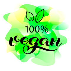 Vegan brush lettering. Vector illustration for food packaging 
