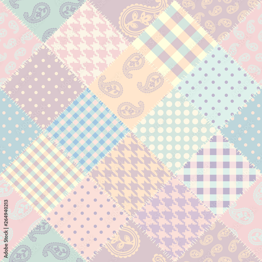 Poster Patchwork vector pattern. Seamless quilting design background.