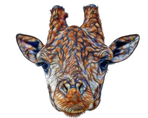 fractal giraffe head face isolated on white