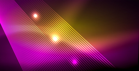 Neon glowing lines, magic energy space light concept, abstract background wallpaper design