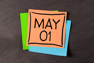 May 1 Labor Day Concept On Sticky Note