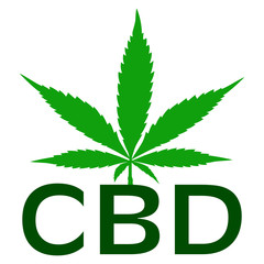 CBD Symbol isoliert Hanf Blatt