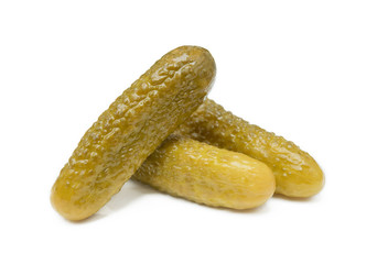 Pickled sour cucumber isolated on white background