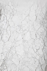 Cracked glass structure on white background