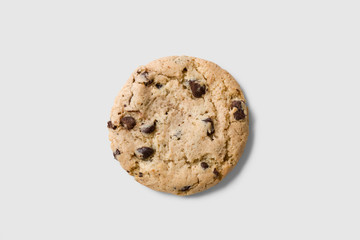 Classic american chocolate chip cookie isolated on white background - High resolution.