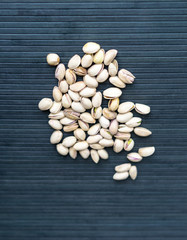 Healthy food  for background image close up pistachios nuts. Texture Nuts on top view mock up pistachio