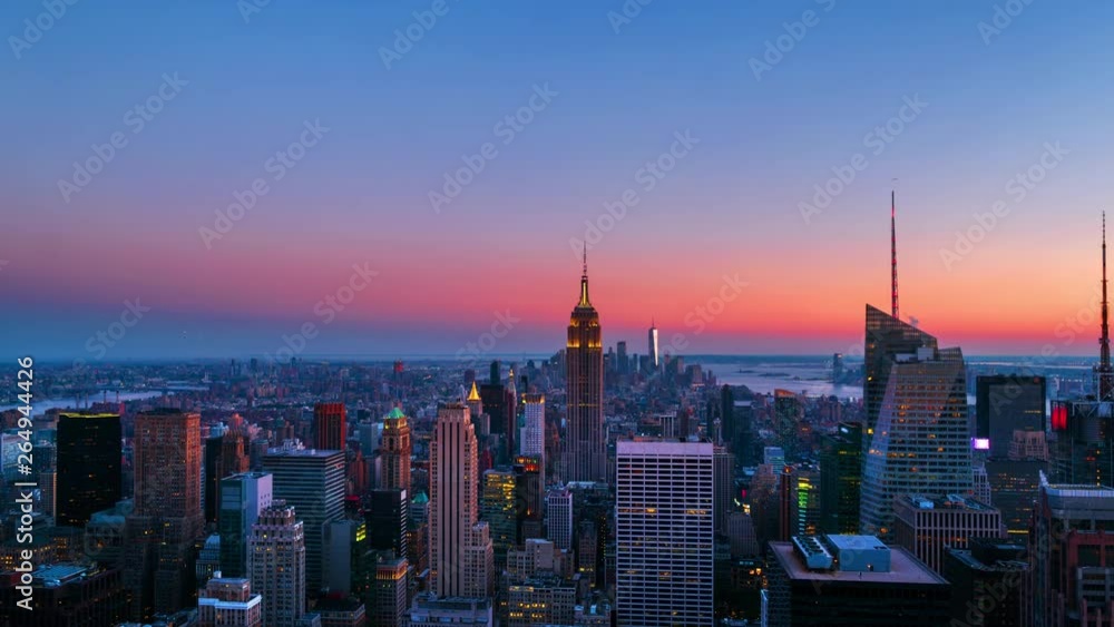 Sticker new york, usa. aerial view on the city skyline in new york city, usa, on a warm sunny summer evening