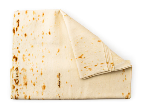 Lavash bread on a white. The form of the top.