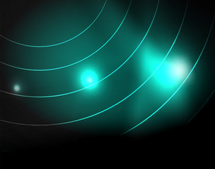 Dark space with neon color glowing lights abstract background