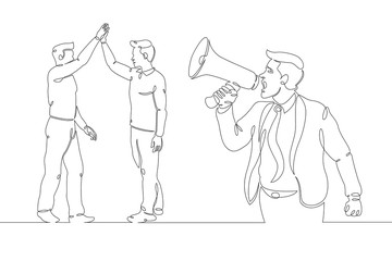 Obraz na płótnie Canvas two friends megaphone teamwork