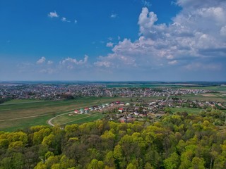 Aerial view of a landscape in Belarus 