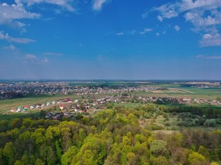 Aerial view of a landscape in Belarus 