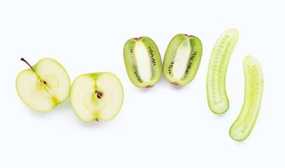  Green apple, kiwi, cucumber. Natural ingredients for homemade skin care