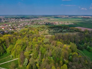 Fototapeta na wymiar Aerial view of the park in Nesvizh, Minsk Region, Belarus