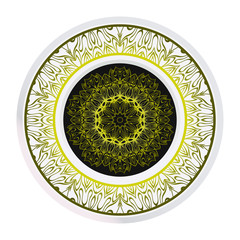 Vector Pattern With Abstract Floral Round Ornament. Oriental Pattern. Indian, Moroccan, Mystic, Ottoman Motifs. Anti-Stress Therapy Pattern.