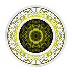 Handdrawn Pattern With Round Floral Mandala. Vector Illustration. Oriental Pattern. Indian, Moroccan, Mystic, Ottoman Motifs. Anti-Stress Therapy Pattern.