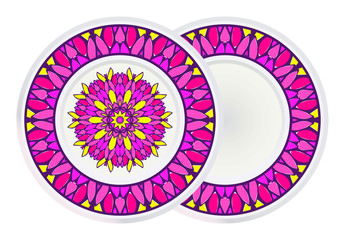 Set of Decorative Ornament With Mandala and round frame. Anti-Stress Therapy Pattern. Vector Illustration