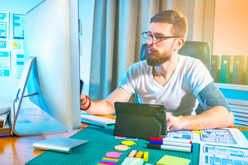 Ux ui design. The designer synchronizes the application data from your smartphone to your computer....