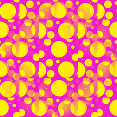 Cool pink and yellow seamless pattern in circles.Vibrant and bright illustration.